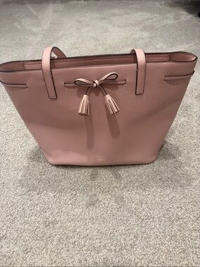Kate Spade Powder Pink Leather Tote with Tassel Accent